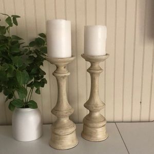 White Wood Candlesticks